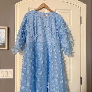 DAINTY JEWELLS Blue Butterfly Tulle Midi Dress Size XL Modest Spring Easter